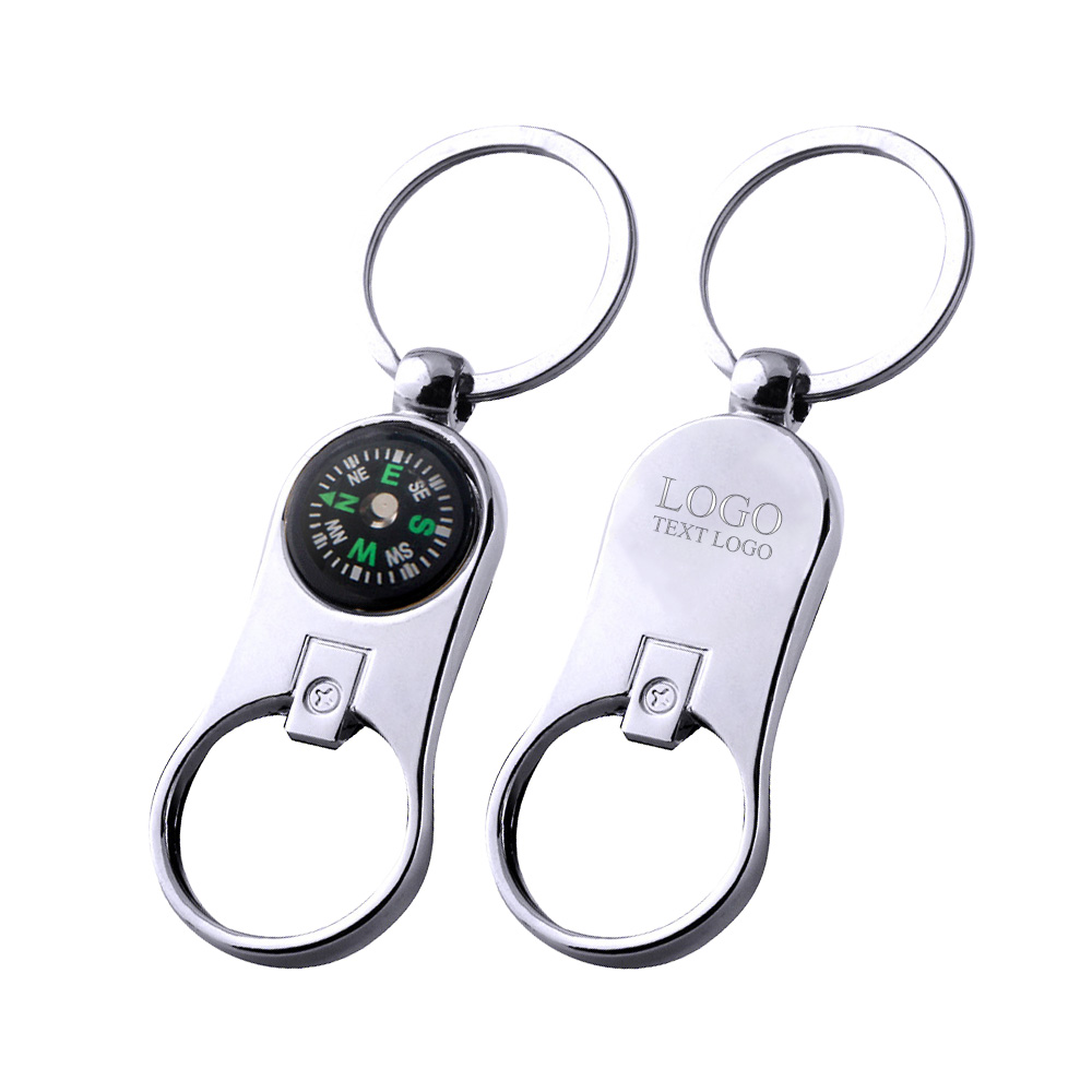 Costom Metal Compass and Bottle Opener Keychains with logo
