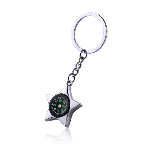 Customized five-pointed star shape compass keychain