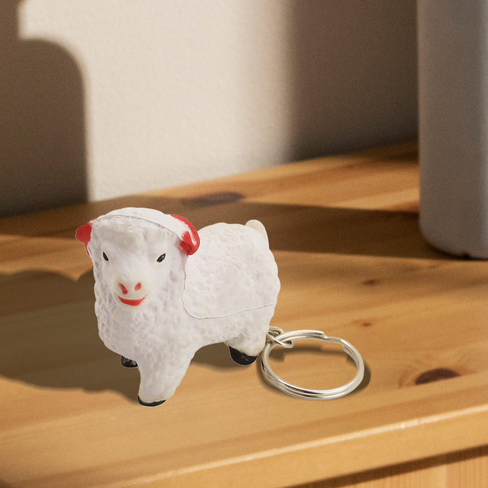 Personalized Promo White Lamb Shape Customized Logo Keychain