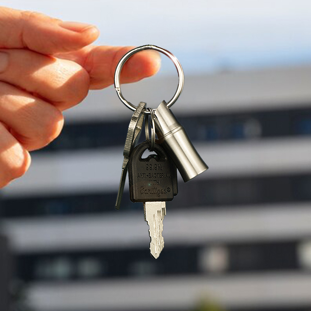 Personalized Stainless Steel Bamboo Portable Medicine Box Custom Keychain