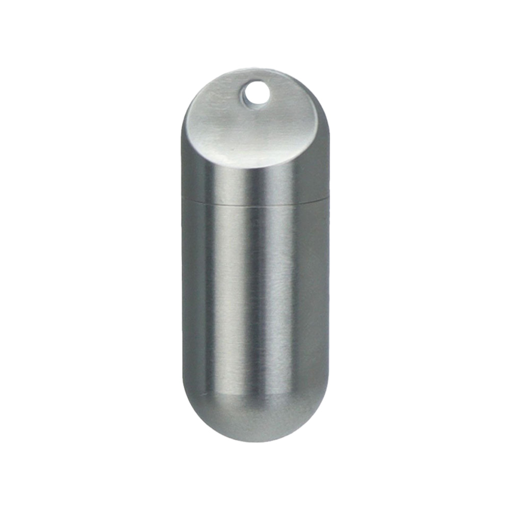 Personalized Stainless Steel Capsule Waterproof Vial Keychain Silver