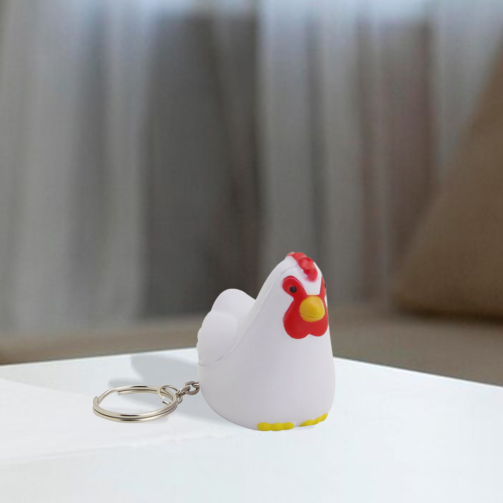 Personalized White Mini Chicken Shape  Custom Logo Keychains