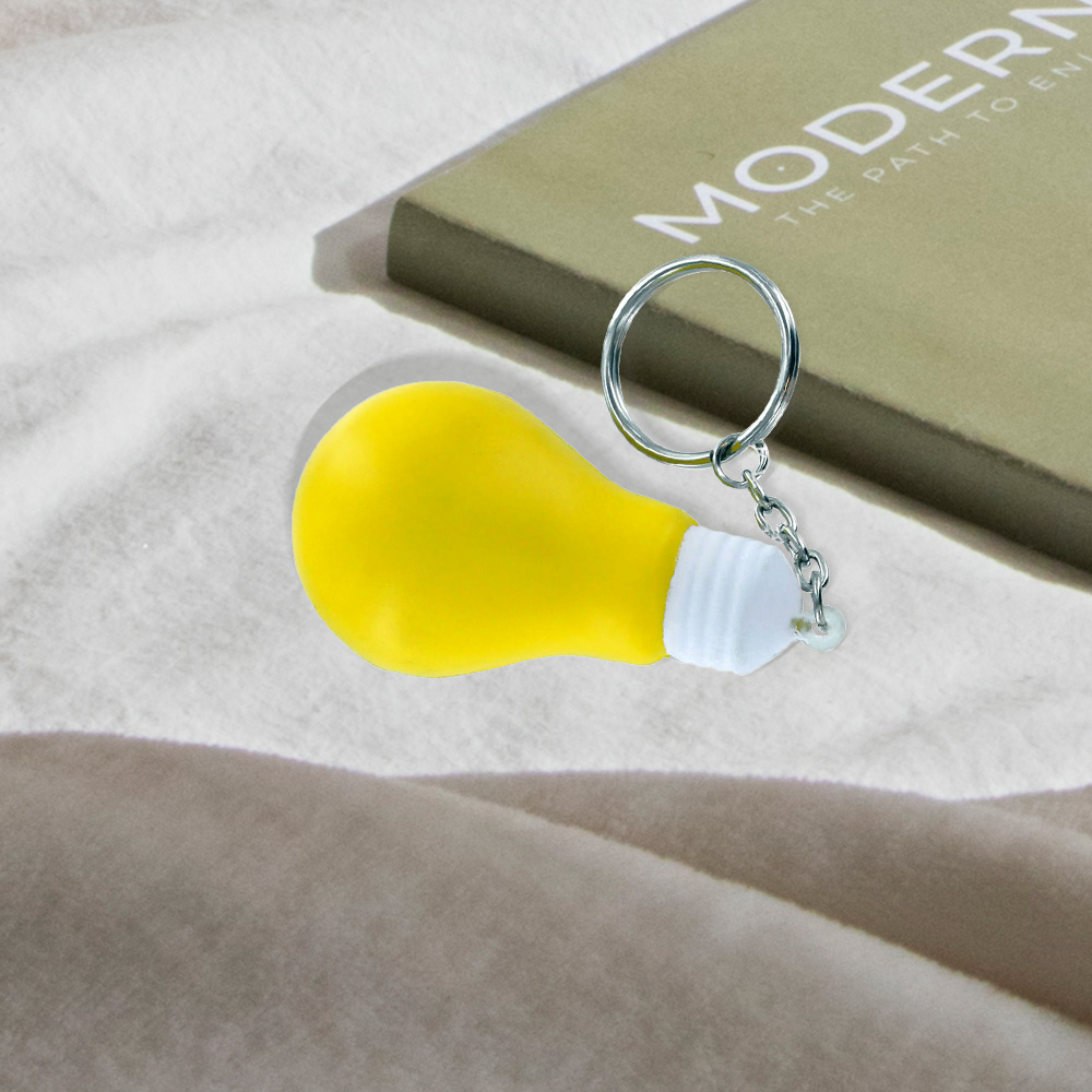 Personalized Yellow Light Bulb Shape PU Material Personalized Keychains