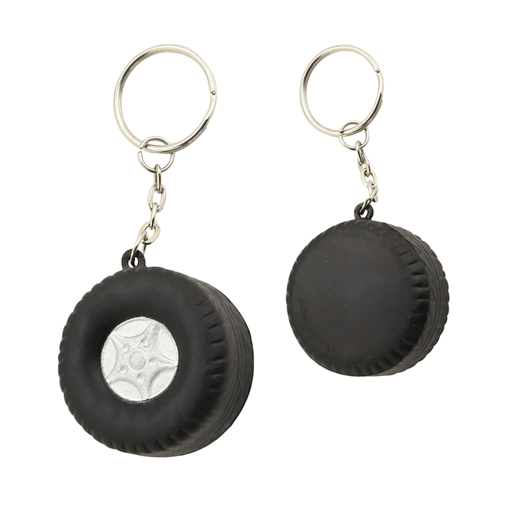 Promo Personalized PU Tire Shape Customized Logo Keychains Black
