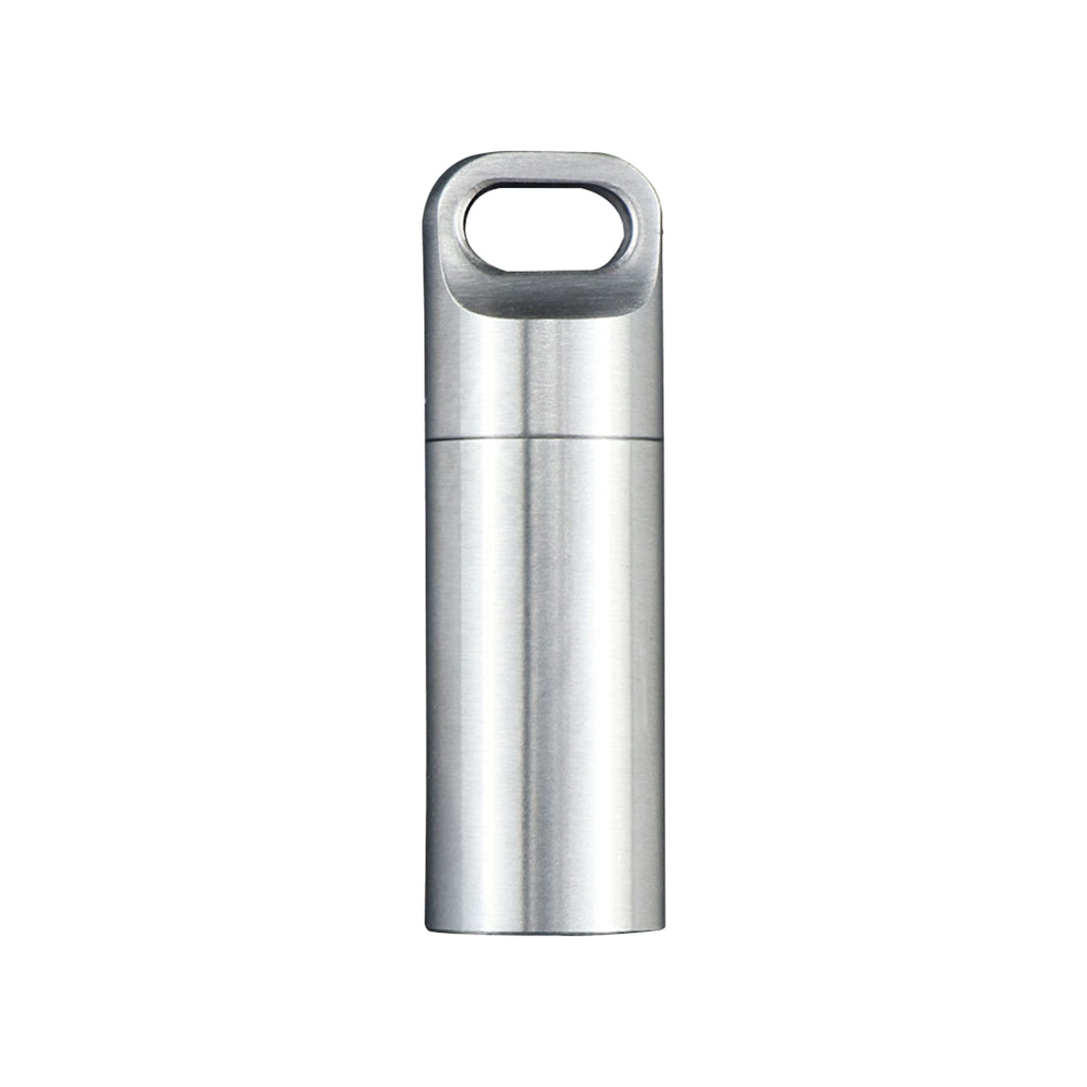 Stainless Steel Travel Refill Mini Medicine Bottle Keychains Silver