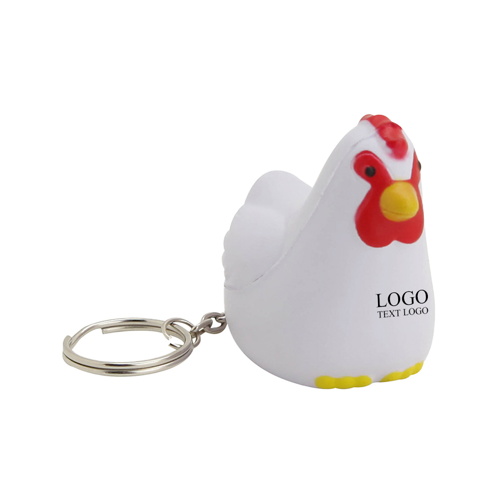 White Mini Chicken Shape Personalized Custom Logo Keychains with Logo