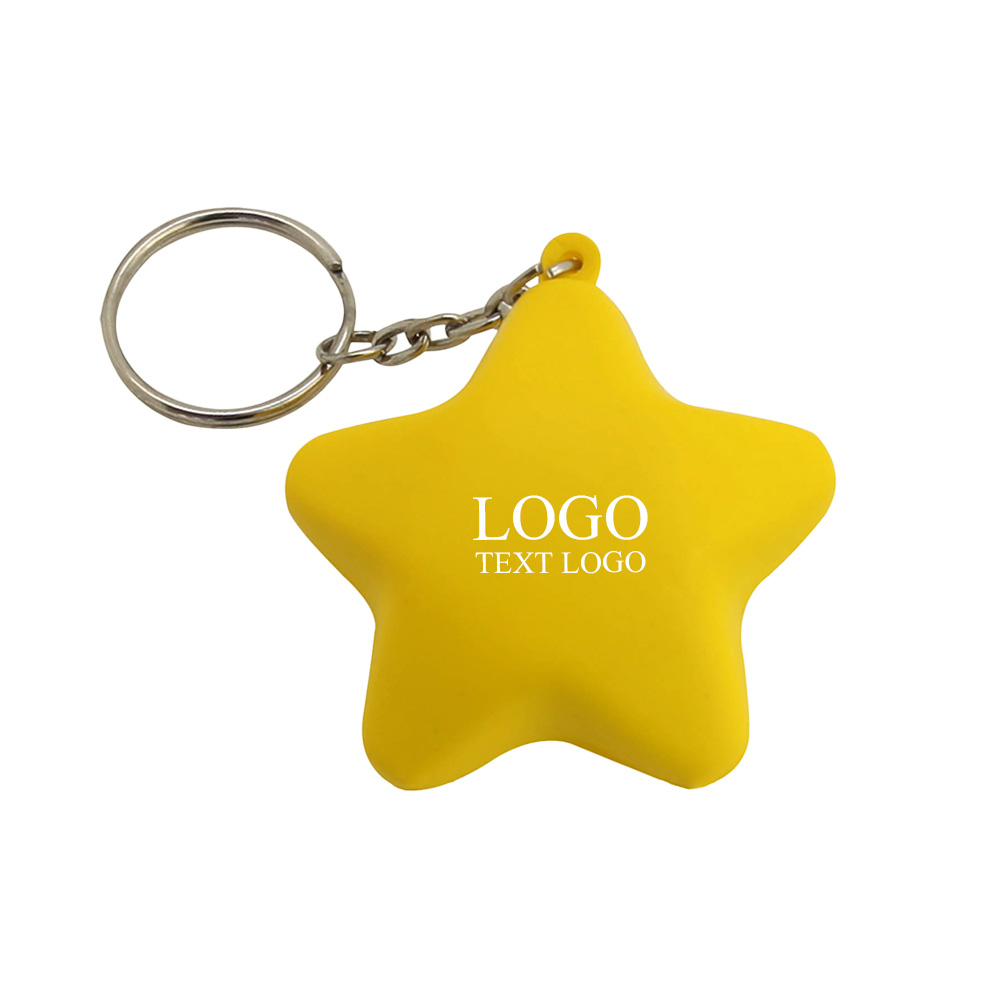 Yellow Five-pointed Star Toy PU Material Custom Logo Keychain with Logo