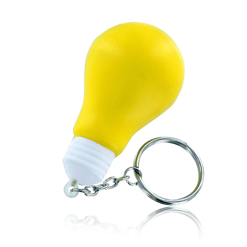 Yellow Light Bulb Shape PU Material Personalized Keychains