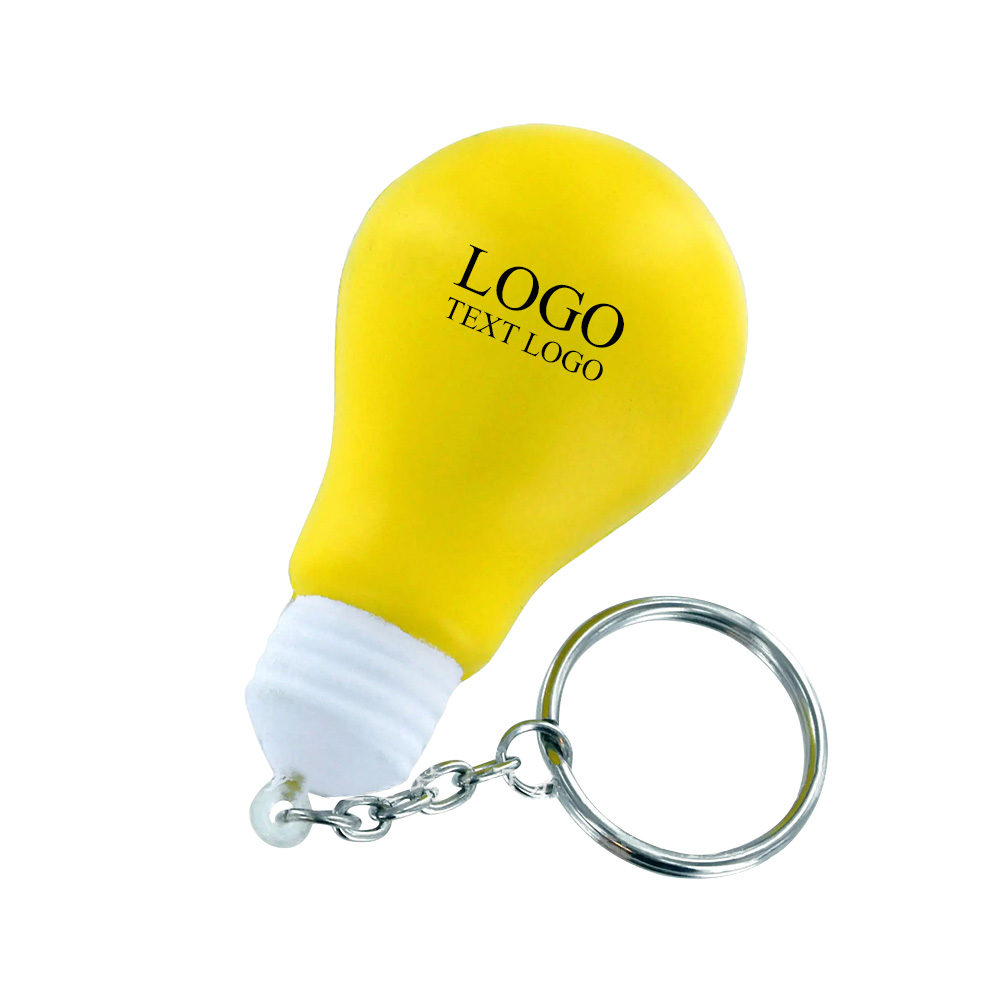 Yellow Light Bulb Shape PU Material Personalized Keychains with Logo