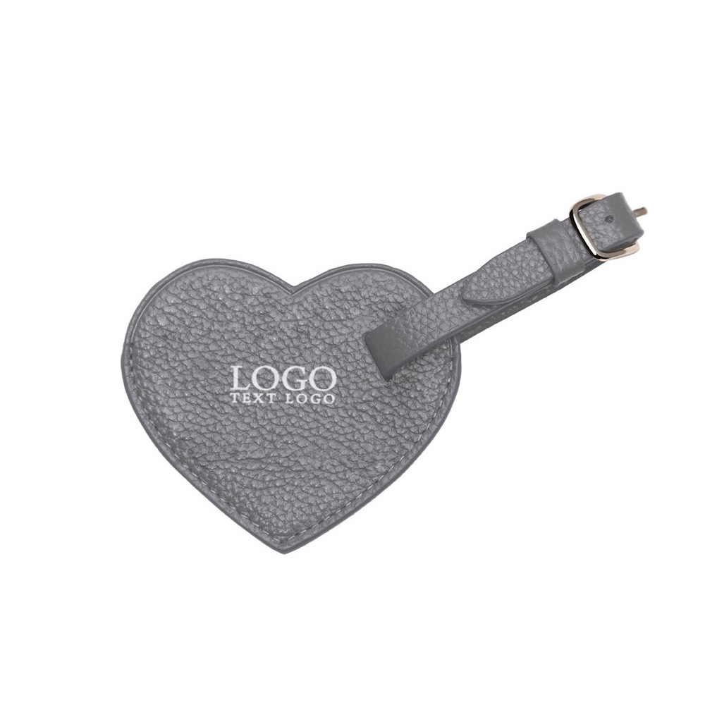 Heart Shaped Leather Luggage Tags Gray with Logo