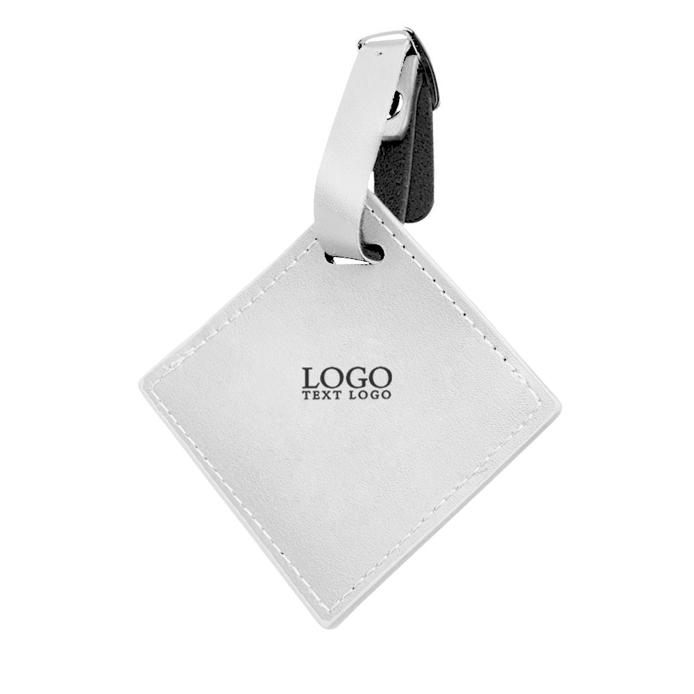 Creative Square Leather Luggage Tags White with Logo