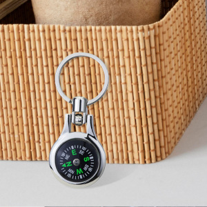 Custom Promotional Metal Drop Shape Compass Keychain