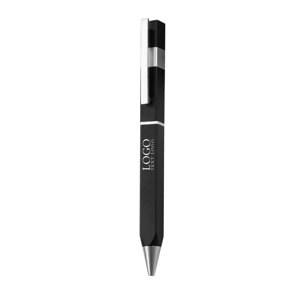 Custom Metal Square Heavy Aluminum Twist Ballpoint Pen with logo-black