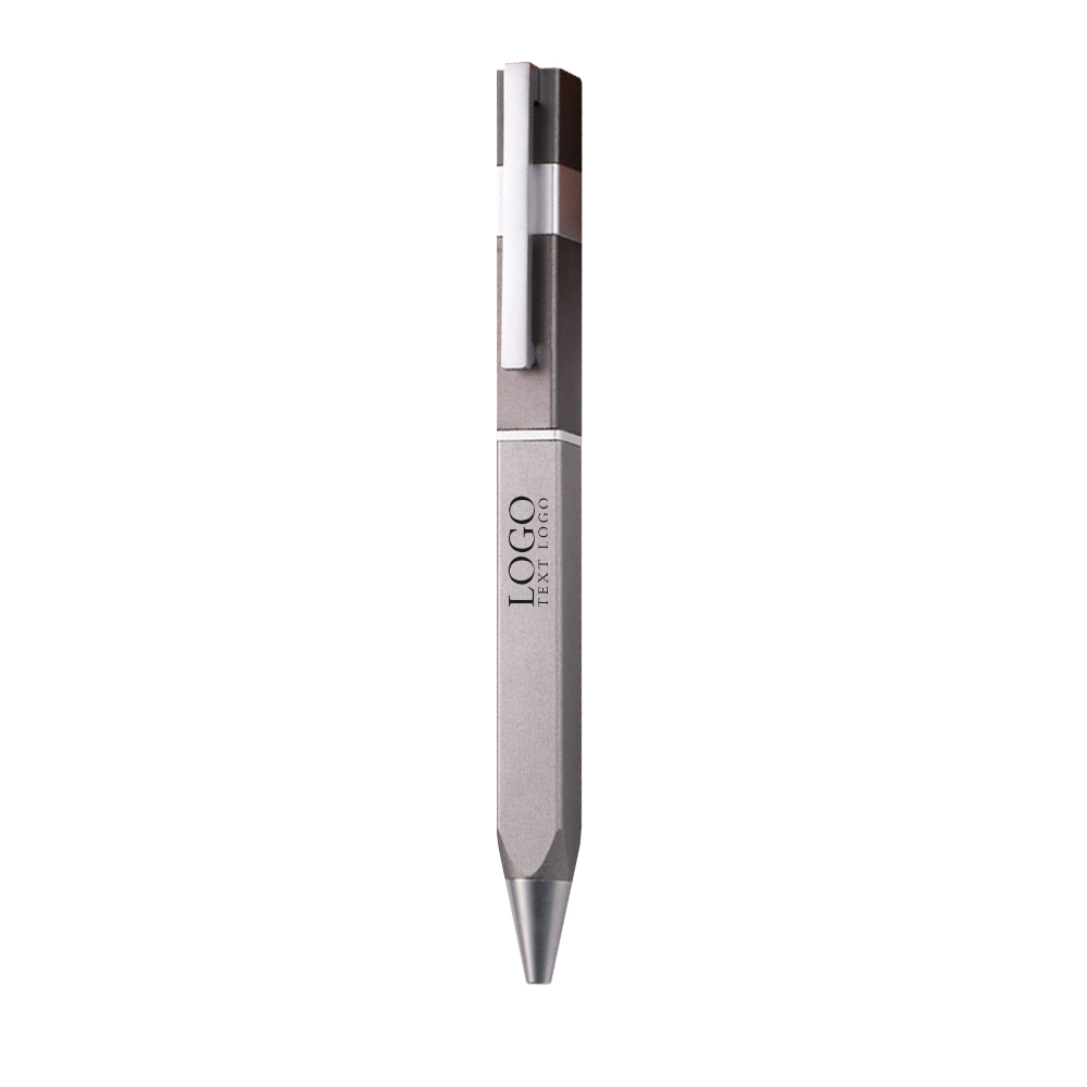 Custom Metal Square Heavy Aluminum Twist Ballpoint Pen with logo-gray