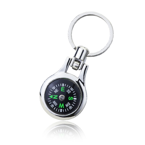 Custom Promotional Metal Drop Shape Compass Keychain