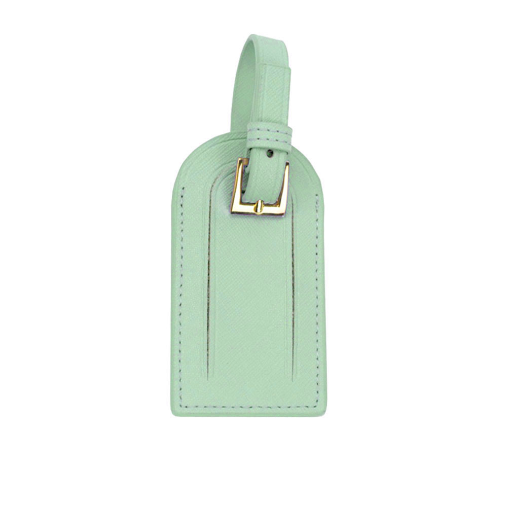 Genuine Leather Travel Luggage Tag Green