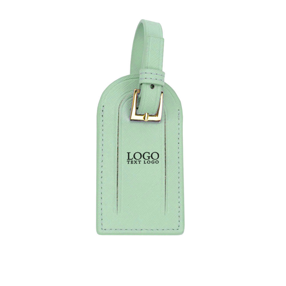 Genuine Leather Travel Luggage Tag Green with Logo