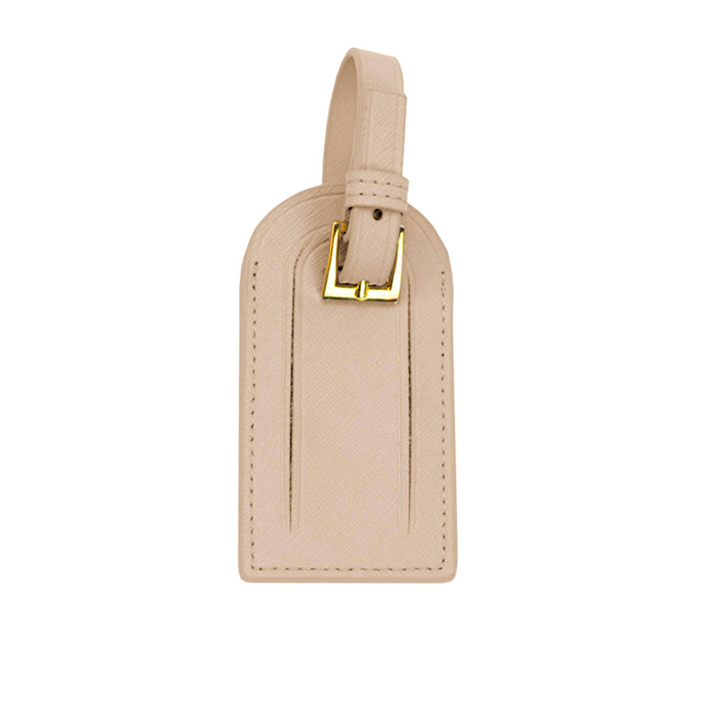 Genuine Leather Travel Luggage Tag Light Tan