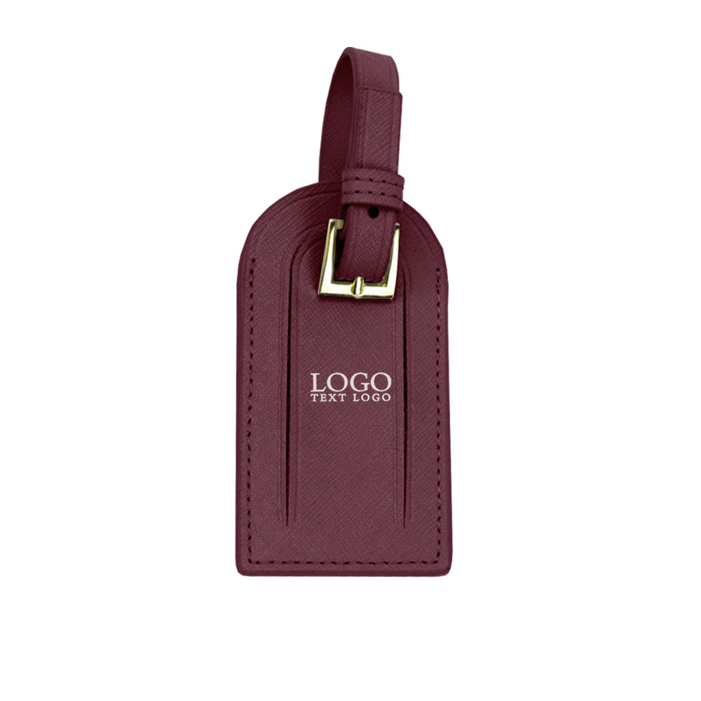 Genuine Leather Travel Luggage Tag Maroon with Logo