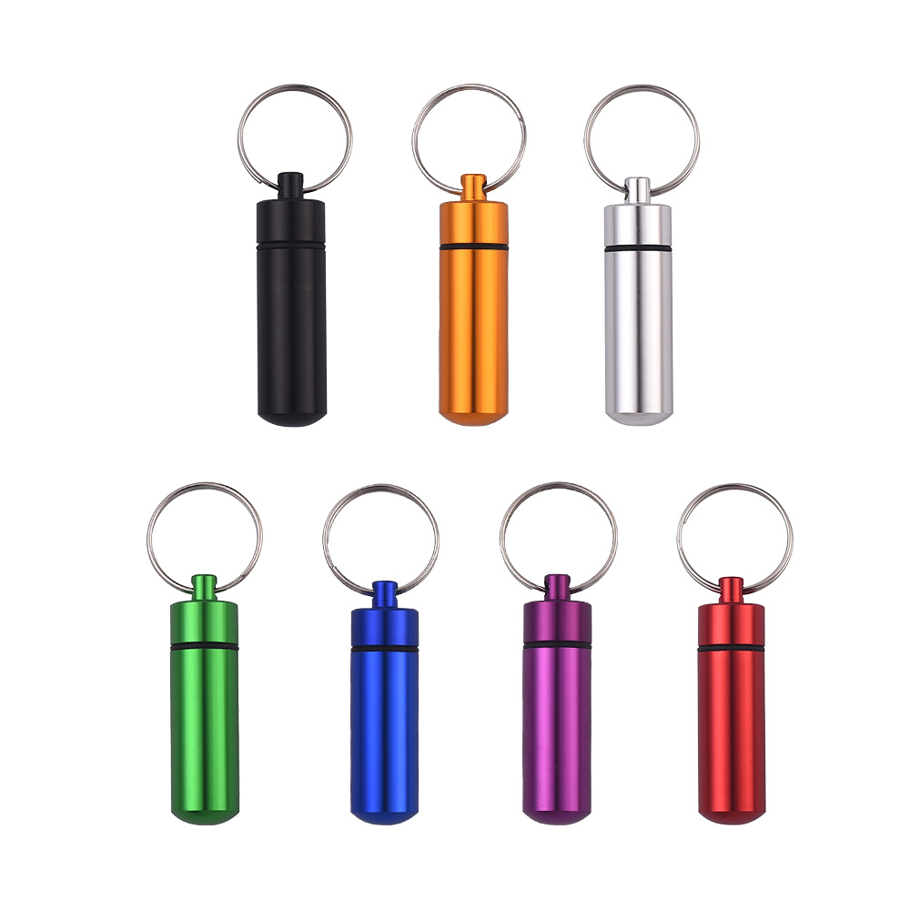 Round Three-compartment Metal Pill Box Keychain all