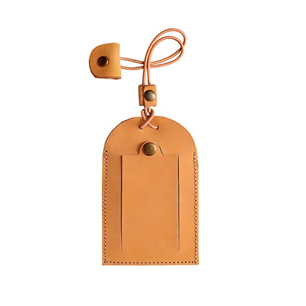 Tied String Vintage Genuine Leather Luggage Tags Brown