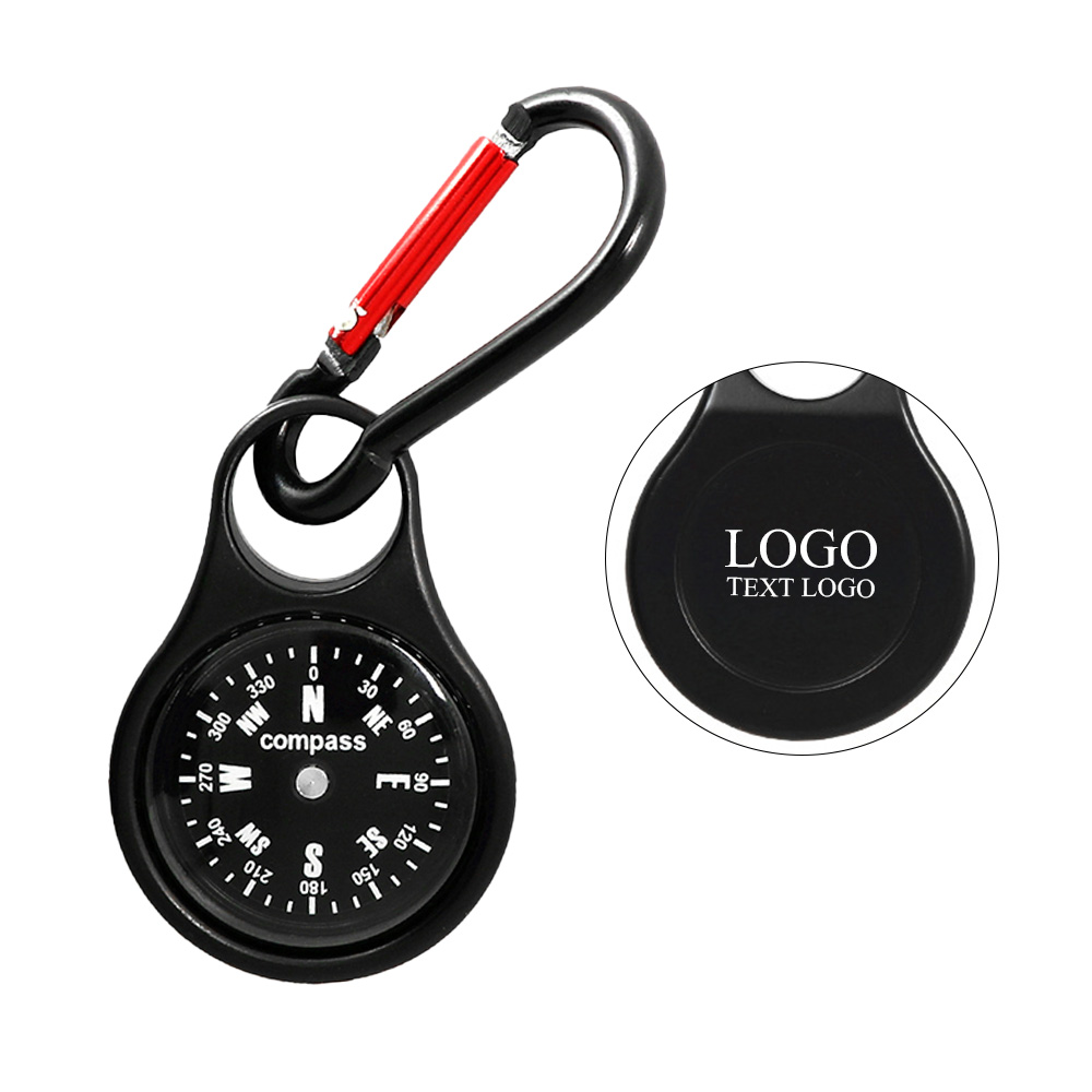 Zinc Alloy Compass Carabiner Keychain with logo