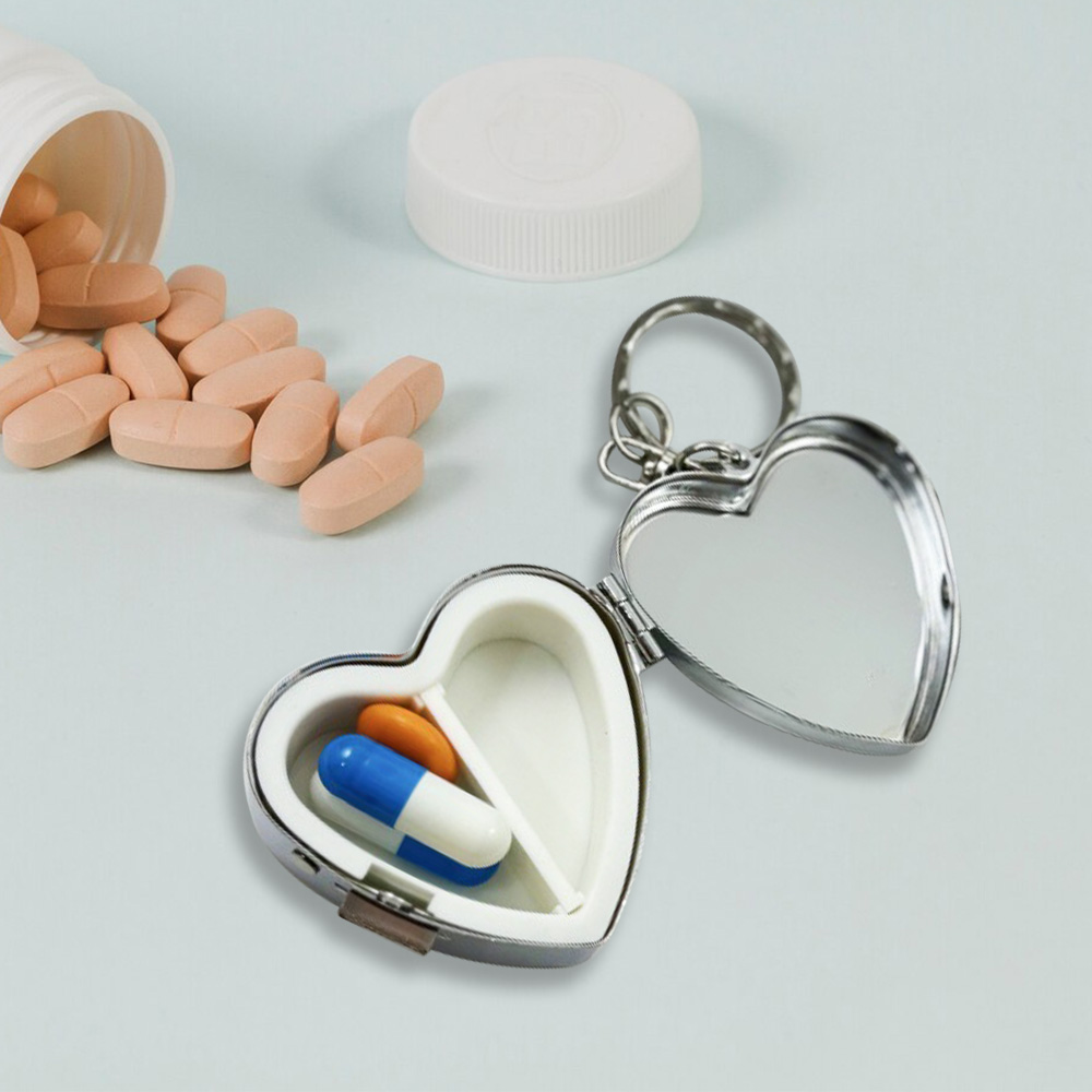 Custom Metal Heart Pill Box Keychain scene