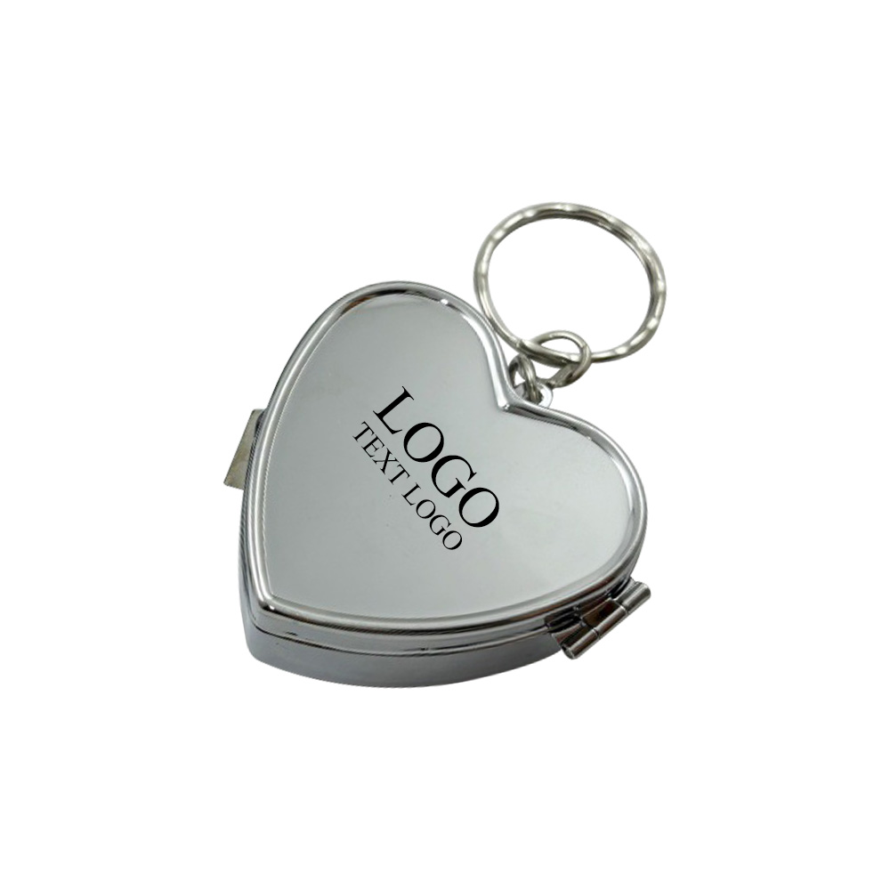 Custom Metal Heart Pill Box Keychain with logo