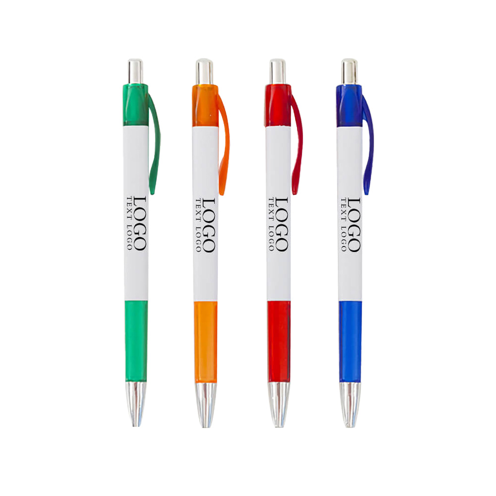Customized Logo Simple Plastic Push Oily Ballpoint Pen Display