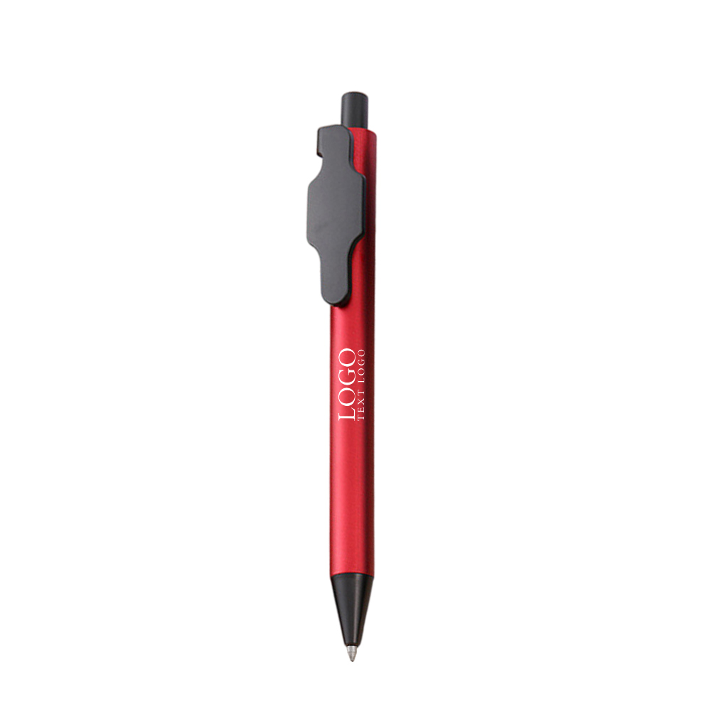 Colored Plastic Click Ballpoint Pen-with logo-red