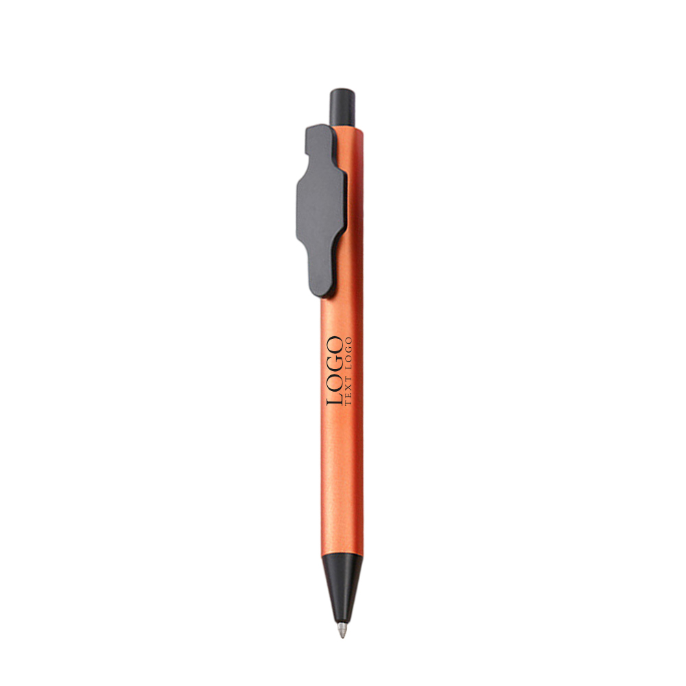 Colored Plastic Click Ballpoint Pen with logo-orange