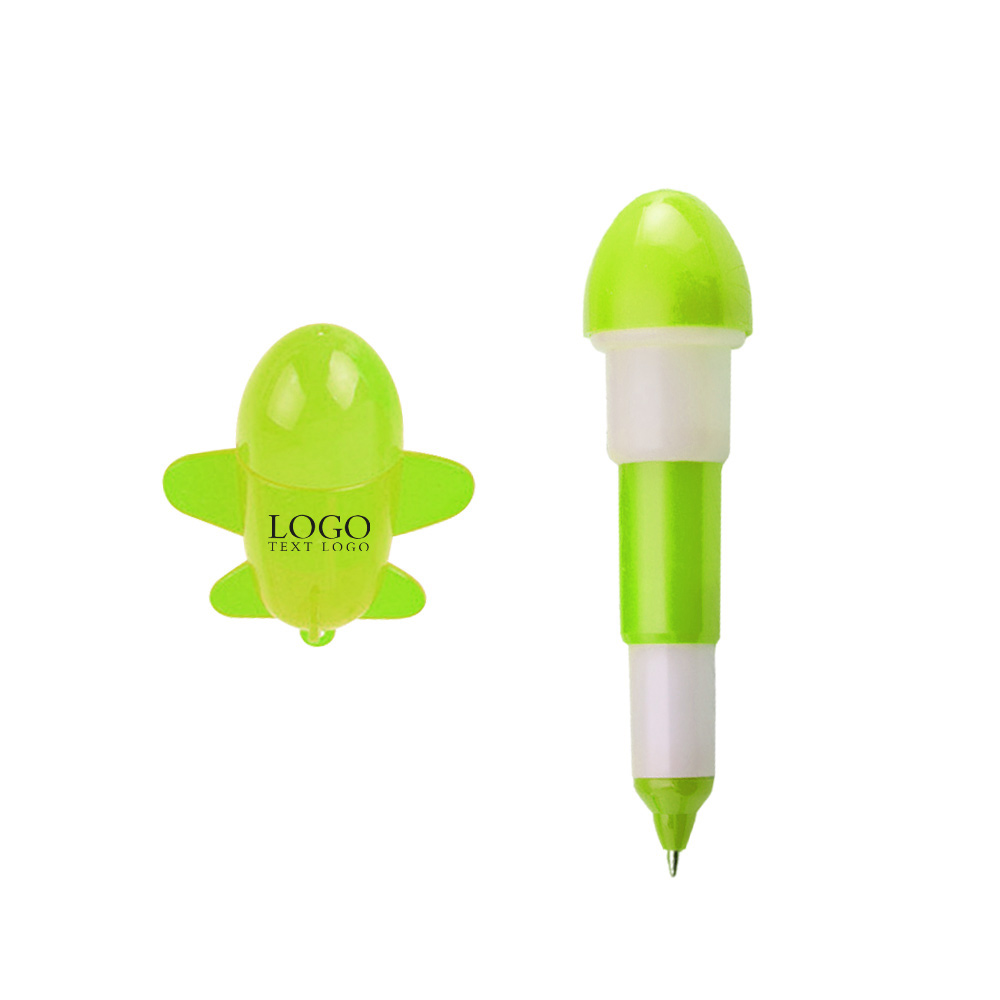 Customizable Logo Cartoon Plastic Airplane Pen with logo-fluorescent green