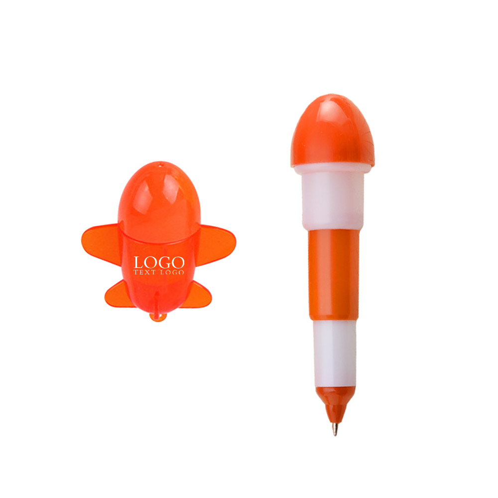 Customizable Logo Cartoon Plastic Airplane Pen with logo-orange