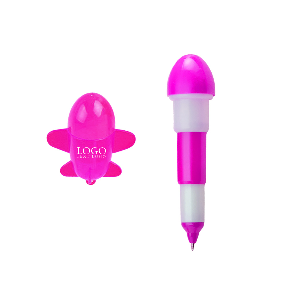 Customizable Logo Cartoon Plastic Airplane Pen with logo-rose red