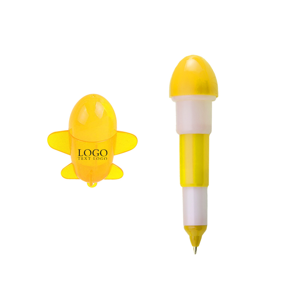 Customizable Logo Cartoon Plastic Airplane Pen with logo-yellow
