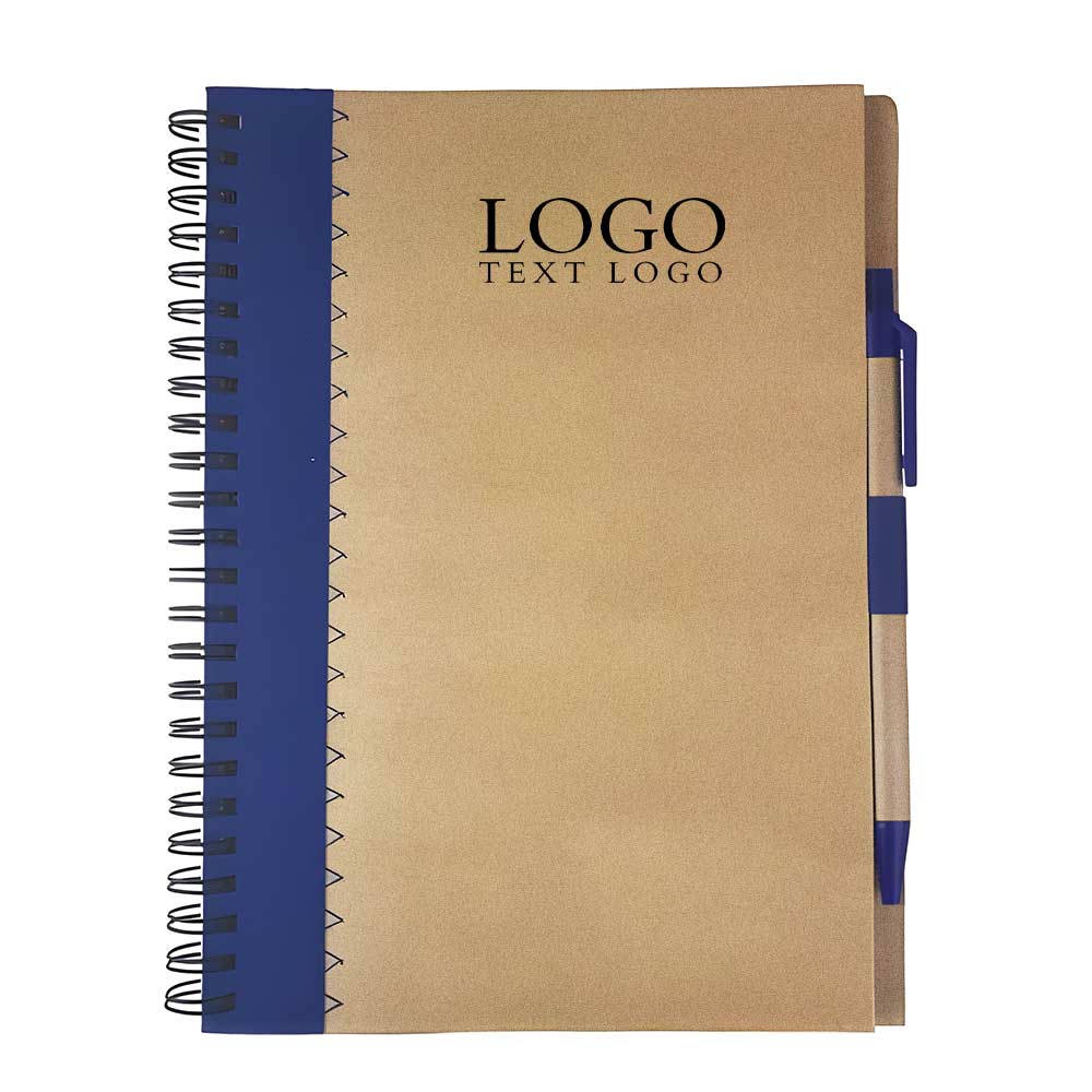 Multicolor spiraalvormig zakelijk notitieboek met balpen blauw met logo