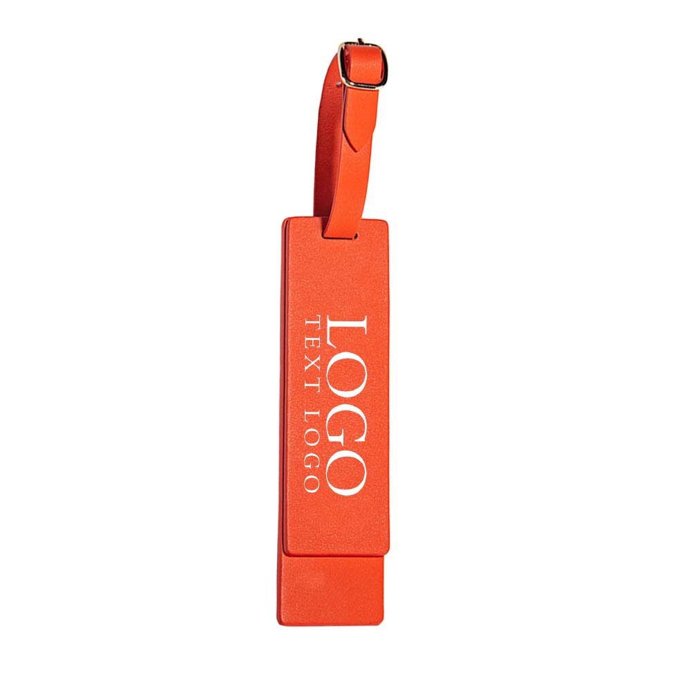 Scratch Resistant Magnetic Leather Luggage Tags Orange with Logo