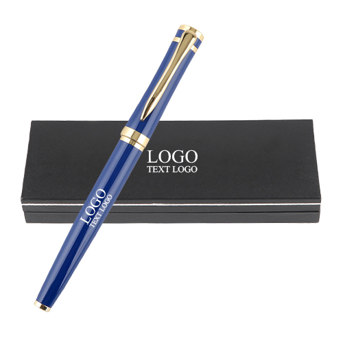 Gift Box Set With Gold Clip Rollerball Pen