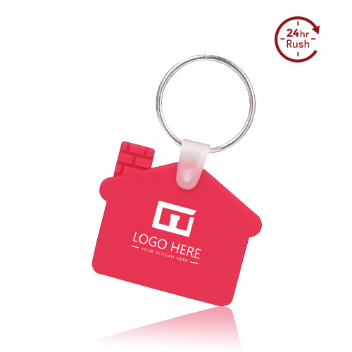 House Shape Silicone Keychain with Logo