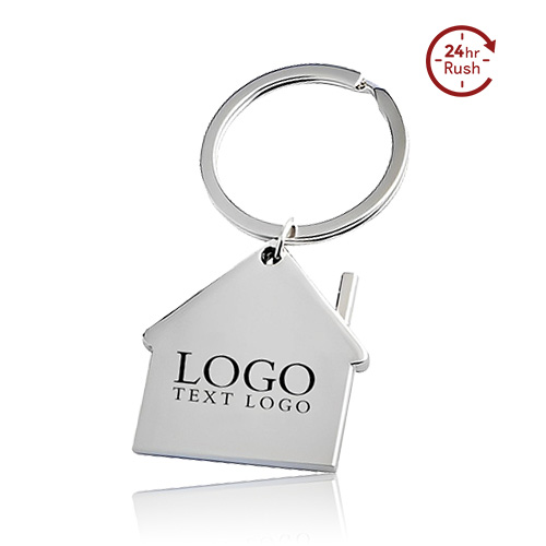 Promotional House Shape Metal Key Tag With Split Ring