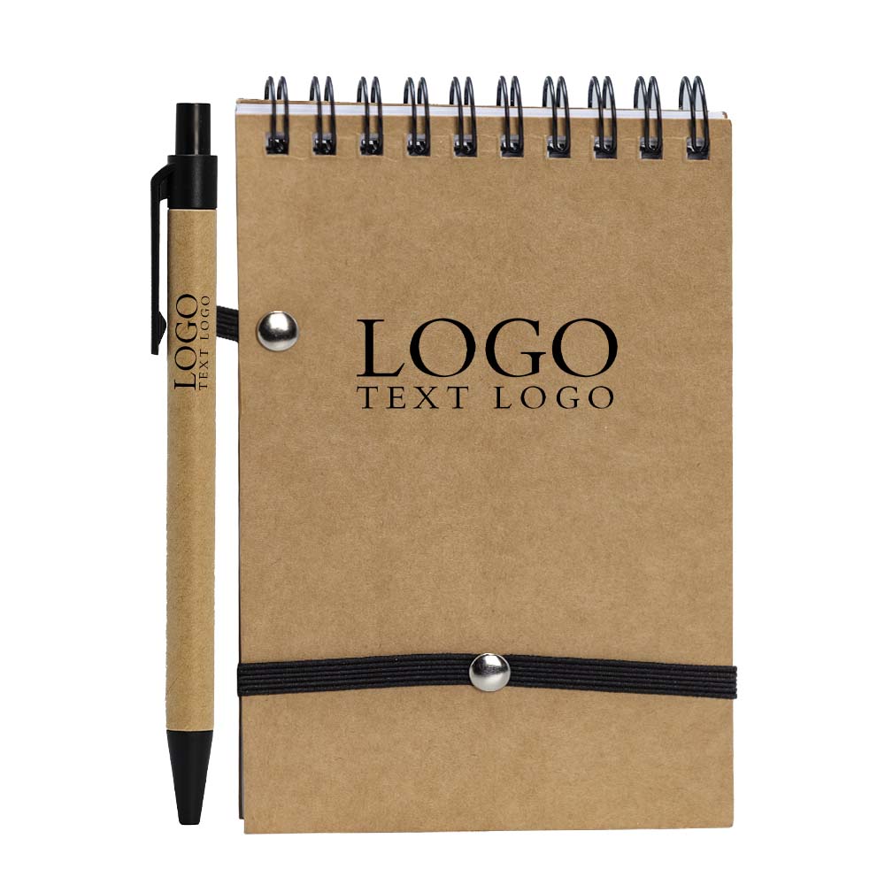 Ringgebonden notitieboek van gerecycled papier, zwart met logo Ringgebonden notitieboek van gerecycled papier, zwart met logo