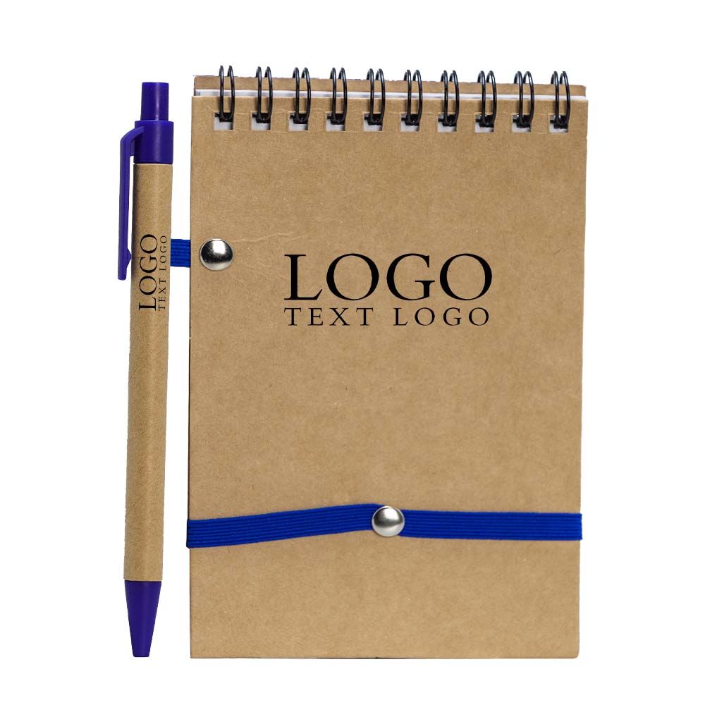 Ringgebonden gerecycled papieren notitieboek blauw met logo Ringgebonden gerecycled papieren notitieboek blauw met logo