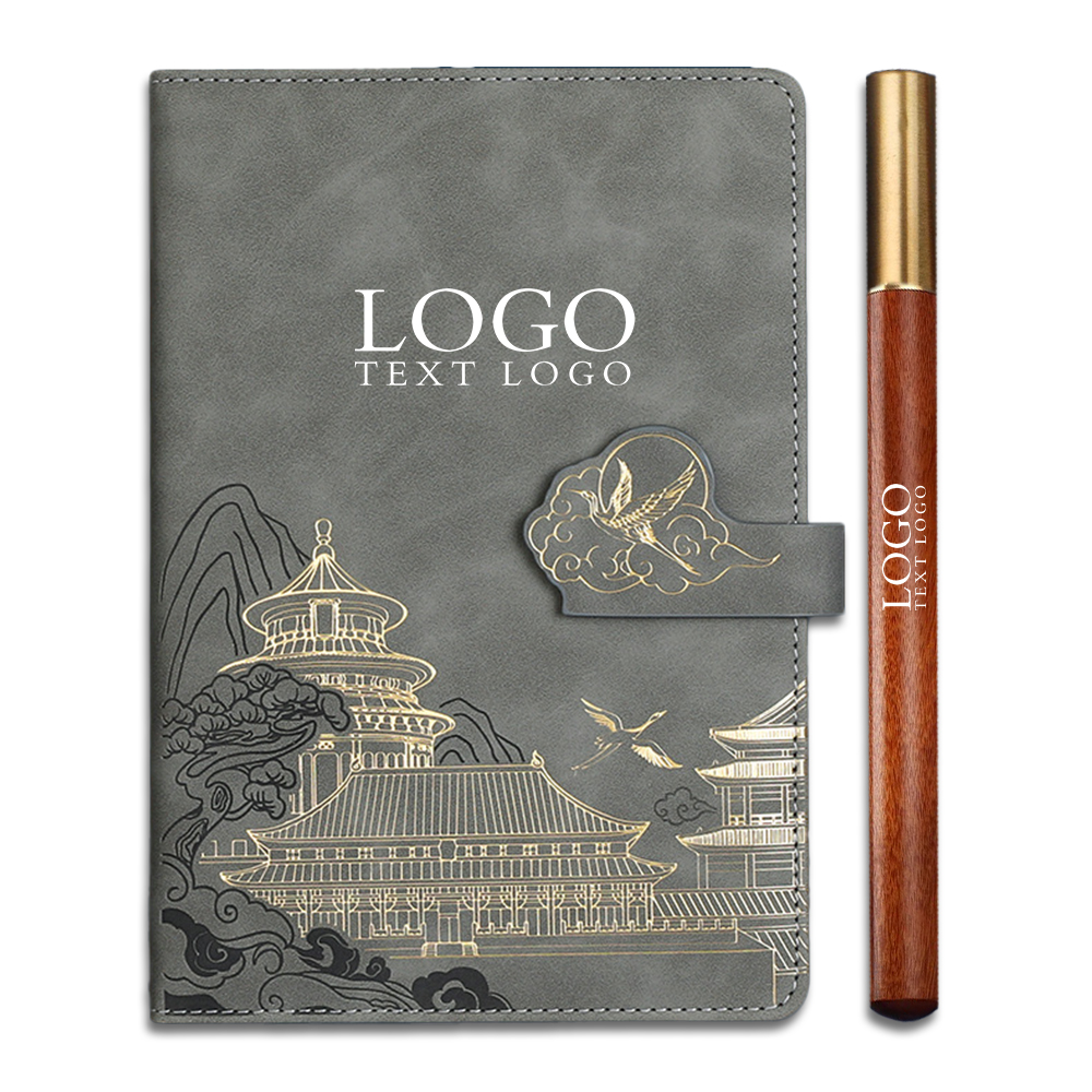 Chinese Style Buiness Notebook Gray With Logo