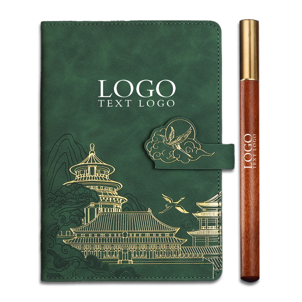 Chinese Style Buiness Notebook Green With Logo