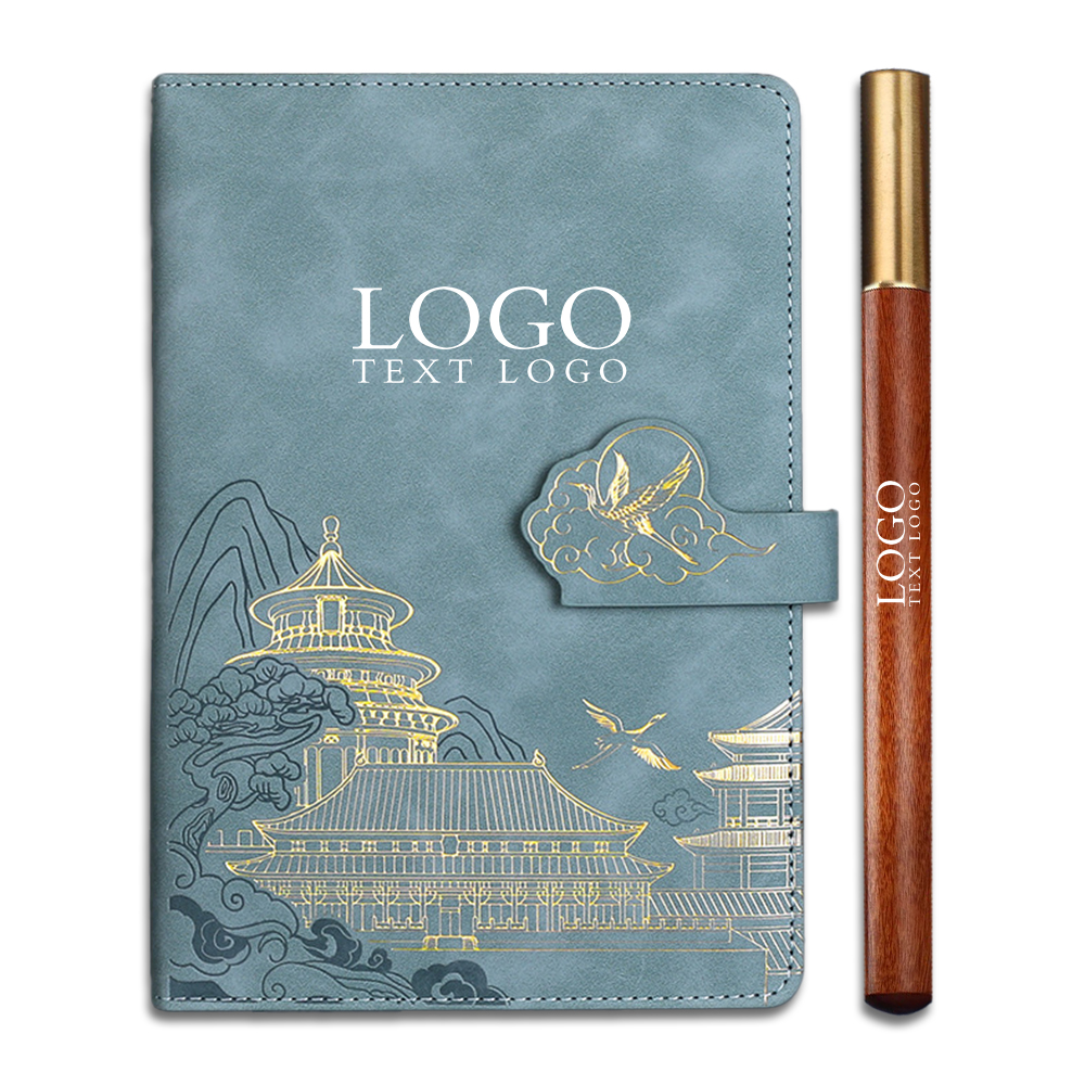 Chinese Style Buiness Notebook Light Blue With Logo