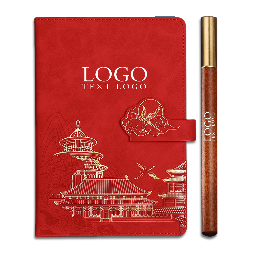 Chinese Style Buiness Notebook Red With Logo