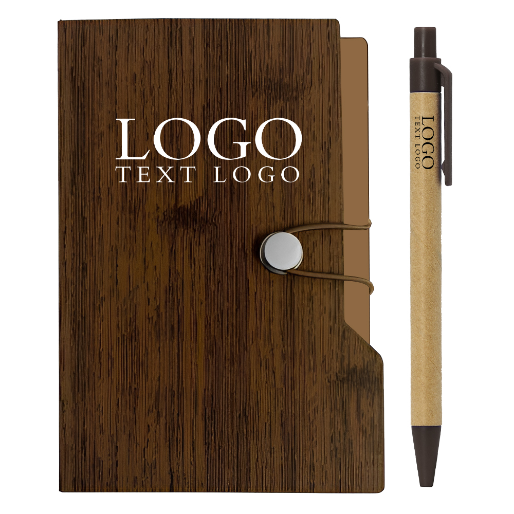 Kurken omslag notitieboek en pen bruin met logo Kurken omslag notitieboek en pen bruin met logo