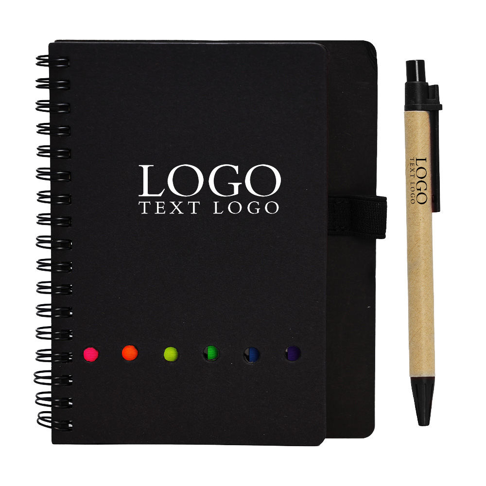Kraftpapier Notitieboek Combinatie Met Pen Zwart Met Logo Kraftpapier Notitieboek Combinatie Met Pen Zwart Met Logo