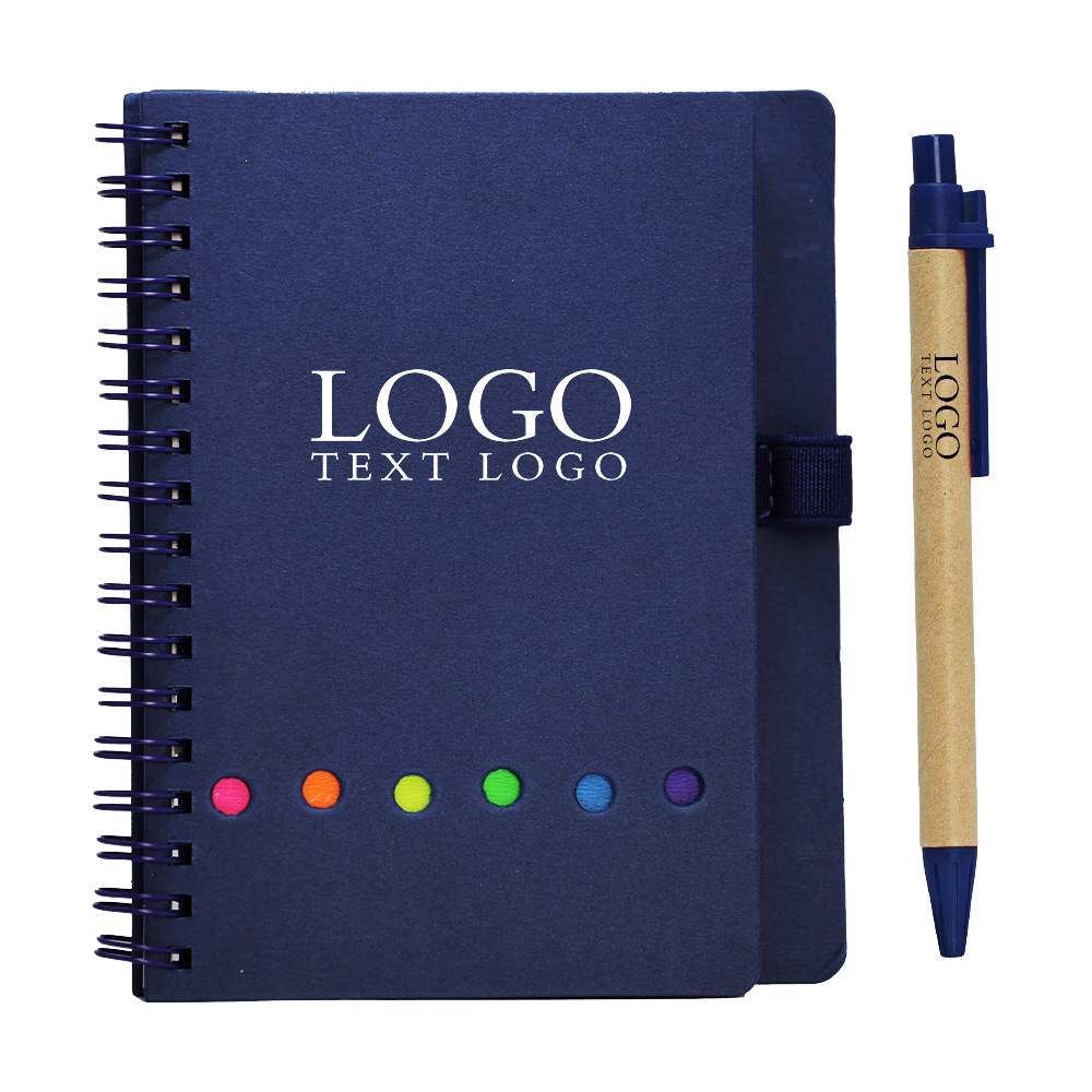 Kraftpapier Notitieboek Combinatie Met Pen Blauw Met Logo Kraftpapier Notitieboek Combinatie Met Pen Blauw Met Logo