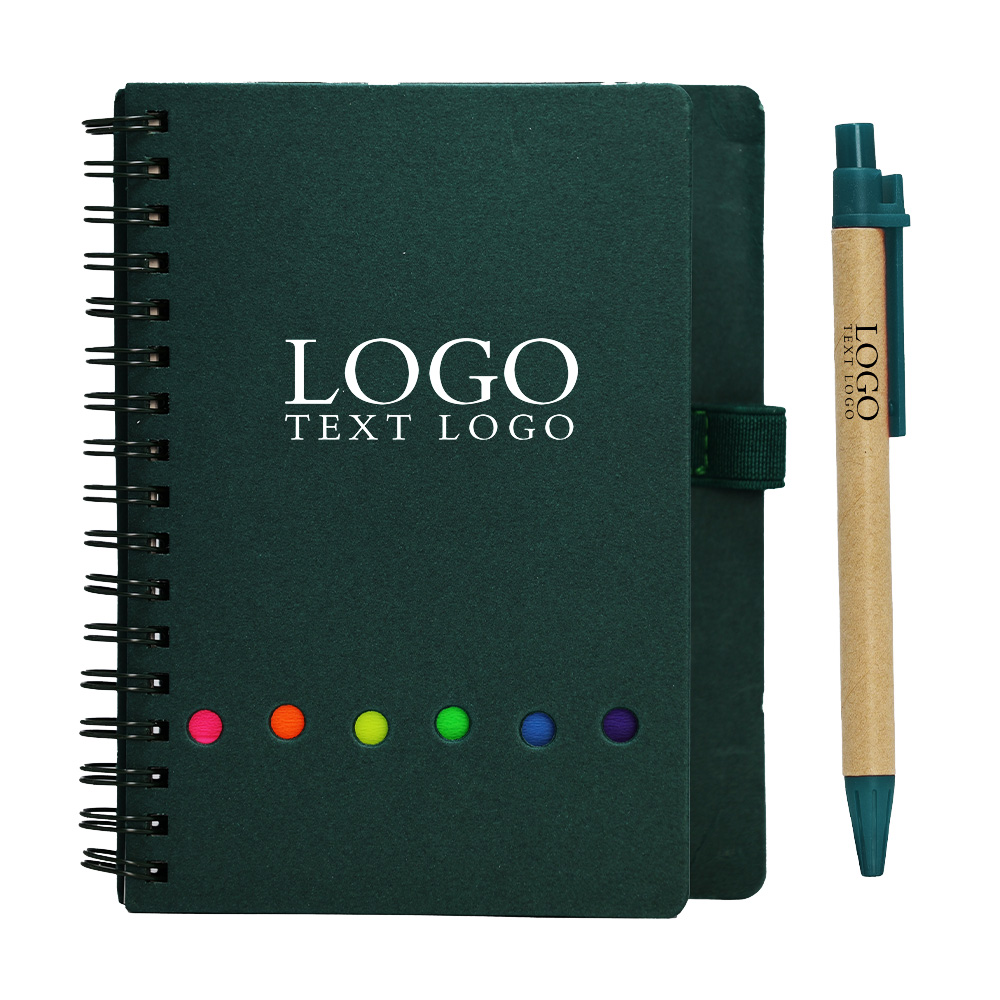 Kraftpapier Notitieboek Combinatie Met Pen Groen Met Logo Kraftpapier Notitieboek Combinatie Met Pen Groen Met Logo